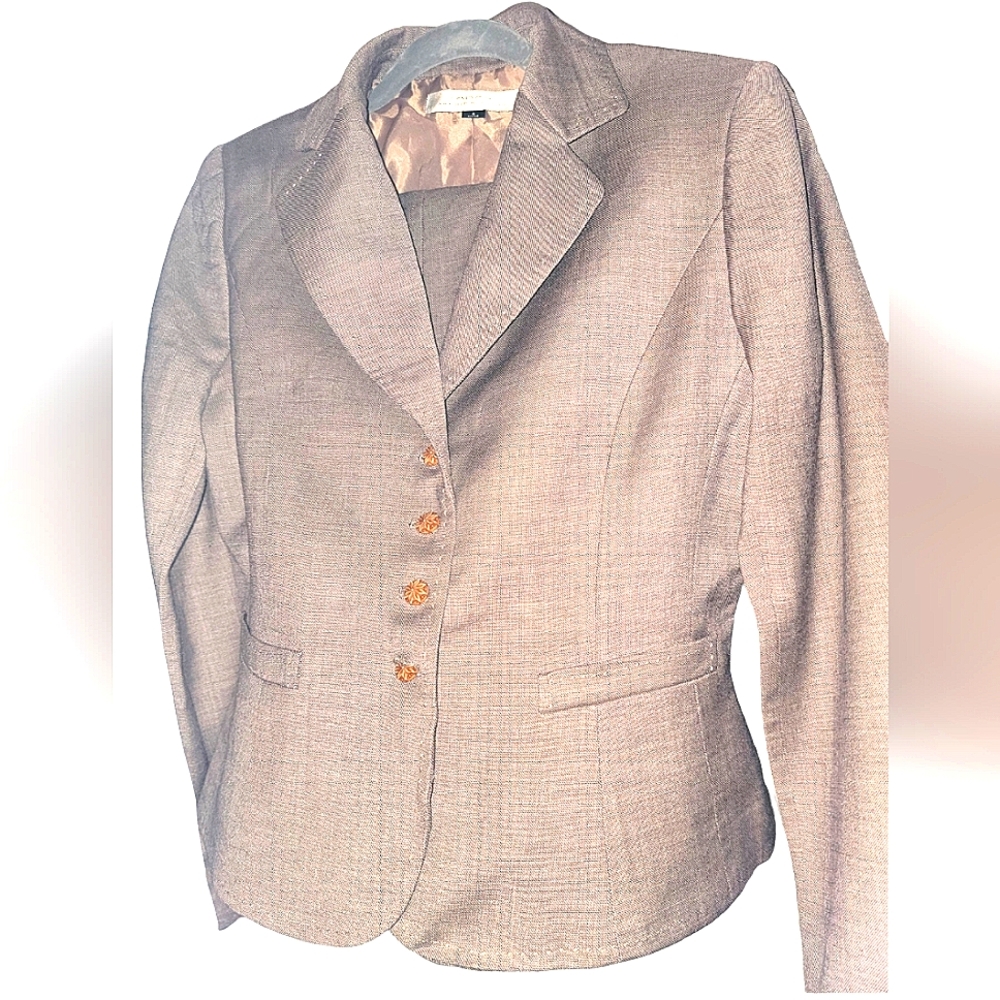 Tahari Arthur S Levine Brown Suit Lined Wool/Viscose Blend